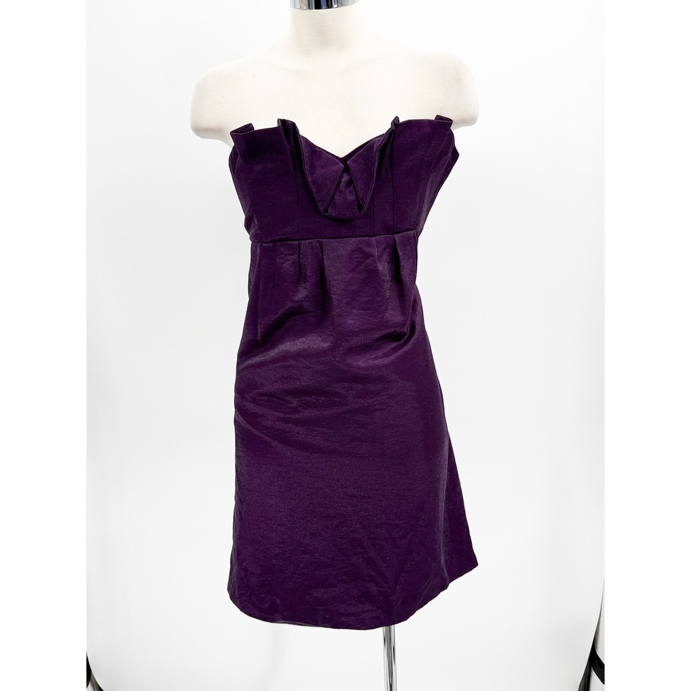 Reiss Mina Purple Strapless Ruffle Cocktail Dress Size 2